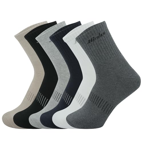 6 Pack Mens White Crew Cushion Breathable Socks Full Length Socks Fits Mens Shoe Size 6-12