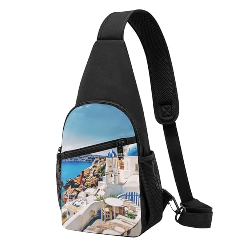 Sac à dos imprimé île grecque Santorini pour cyclisme et rando