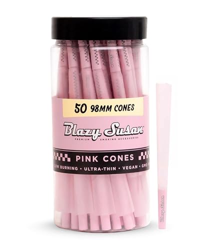 Blazy Pink Cones 50ct Pack | Pink Rolling Cones | Vegan & Smooth Burning | Blazy Susan Quality Smoking Accessories