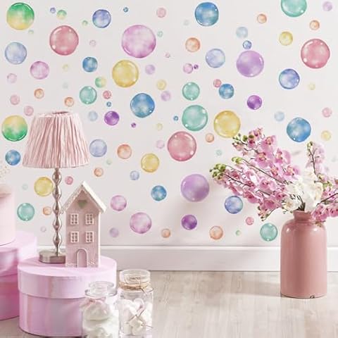 Runtoo Watercolour Bubble Wall Decals for Kids Cover