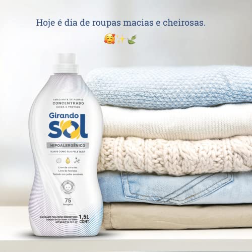 Girando Sol Amaciante Concentrado Hipoalergênico 1 5L Amaciante De Roupas Concentrado Branco Suave C