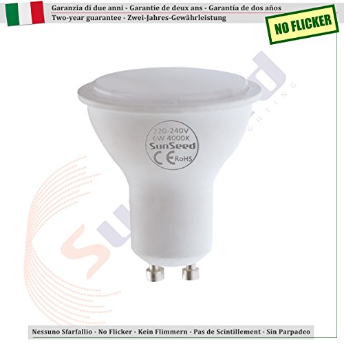 SUNSEED 10 X GU10 6W LED Light Bulb Replacement for 41W Halogen Bulb Neutral White 4000K 120°, Pack of 10 - Neutral White 4000k - Image 3