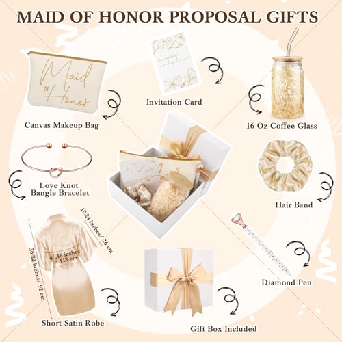 Set de propuesta de dama de honor con 8 cajas de regalo y copas de champán completas 2