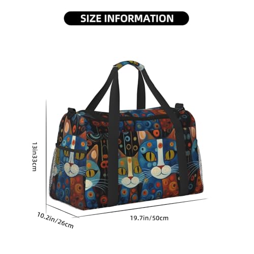 Cartoon Cat print Weekender Overnight Carry On Bag Gym Luggage Bag Duffel Bag for Travel Women4