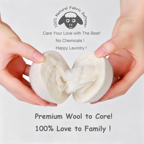 Image of Budieggs Wool Dryer Balls XL 6-Pack, 100% New Zealand Wool Handmade | Chemical-Free Natural Fabric Softener Reusable, Reduces Wrinkles, Tangling, Drying time & Static Cling, Lasts 1000+ Loads