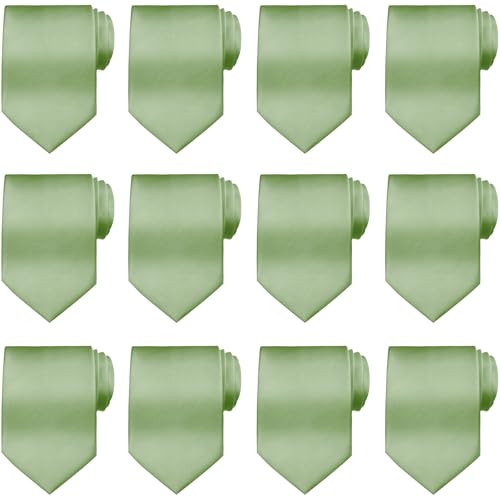 Image of Syhood 6 /12 /24 Pcs Men Ties Set Solid Satin Pure Color Business Formal Necktie Tie 57 inch for Men Occasion Wedding