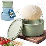 BoxedHome Pizzaballenbox mit Deckel, BPA-freie Vollsilikon-Gärbox, spülmaschinen- und kühlschrankgeeignet, Ideal für kleine Kühlschränke und minimalen Stauraum, 4er-Set à 1250/700 mL, Matcha&Blau