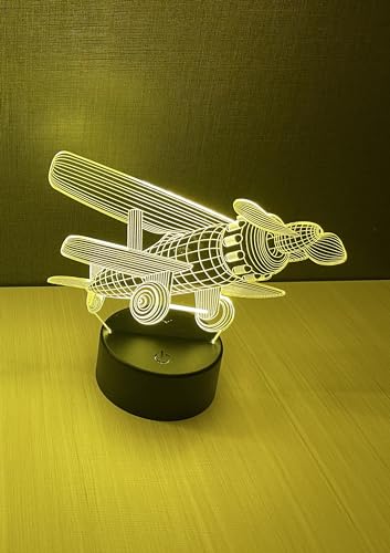 Générique Veilleuse Enfant 3D - Veilleuse Effet 3D - Lampe de Chevet - Veilleuse Bébé (Avion)