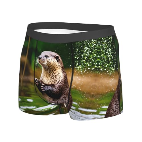 Animal Cute Brown Otters Mens Underwear,Boxer Briefs for Men Pack, Mens Boxer Briefs2