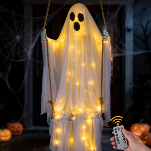 4.8' Hanging Swing Ghost Halloween Outdoor Decoration - image 1