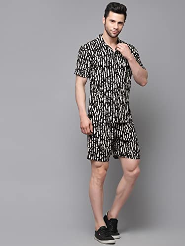 Image of Rigo Printed Co-Ord Set for Men's | Casual Shirt & Shorts Night Suit Set | Lounge-wear Nightdress Pajama Set for Men's | Night Wear, Beach Wear, Vacation Wear Outfit