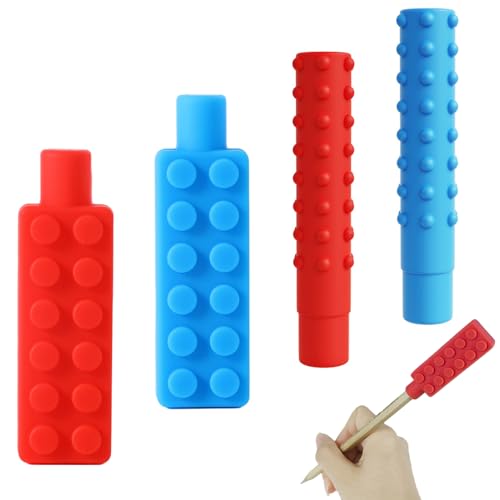 Solivive 9 Pièces Crayon à Mâcher Sensoriel, Silicone Non Toxique, Anneaux de dentition,Accessoire de Détente pour Dentition Enfants Adultes,Autisme, TDAH
