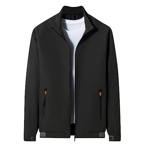 Mens Fall Jackets with Stand Collar, Full Front Zip And Zipper Side Pockets - image 4