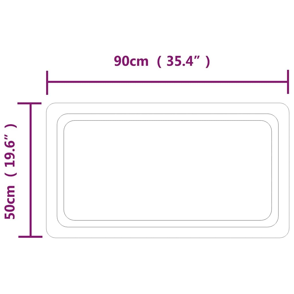Lustro łazienkowe LED, 90 x 50 cm, szkło, IP65, oświetlenie USB, lustro kosmetyczne z haczykiem, wodoszczelne wzornictwo do montażu na ścianie do przedpokoju i sypialni