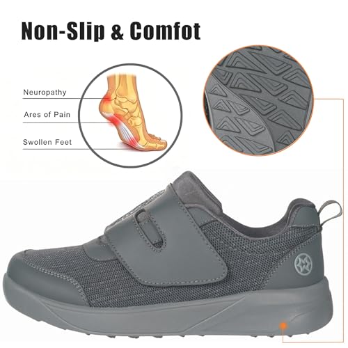 Image of Sisttke Women's Diabetic Shoes Wide Toe Box Slip-On Shoes | Elderly Footwear for Swollen Feet, Edema, Neuropathy & Foot Pain Relief