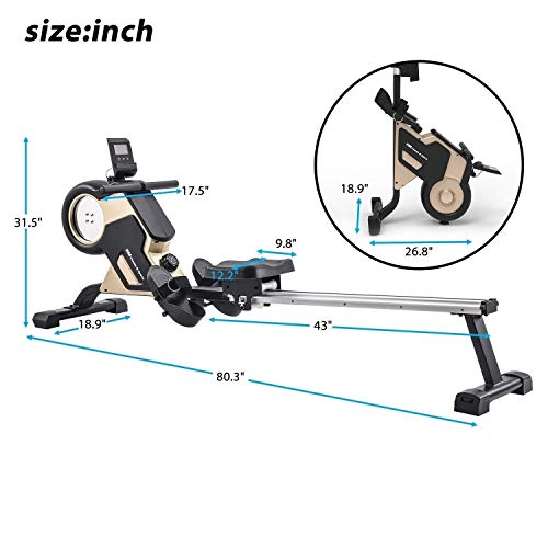 Image of Foldable Rowing Machines Rowing Machine Exercise Equipment for Home Use LED Monitor and 8-Level Resistance Adjustment Silent for Home Gym Cardio Exercise Fitness