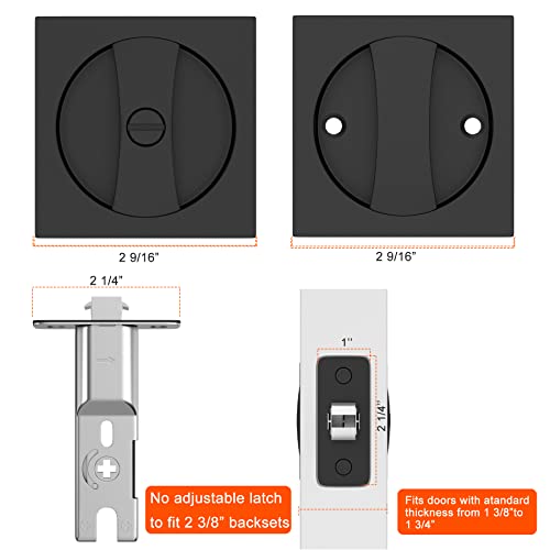 Haidms 2 Pack Black Pocket Door Hardware, Pocket Door Lock Matte Black, Square Locks For Pocket Doors #TOP3