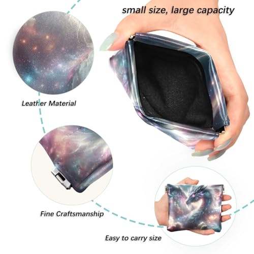 Luminous Galactic Dragon Coin Purse Leather Pouch Change Purse, Squeeze Coin Pouch for Cards, Keys & Lipsticks, Unisex2