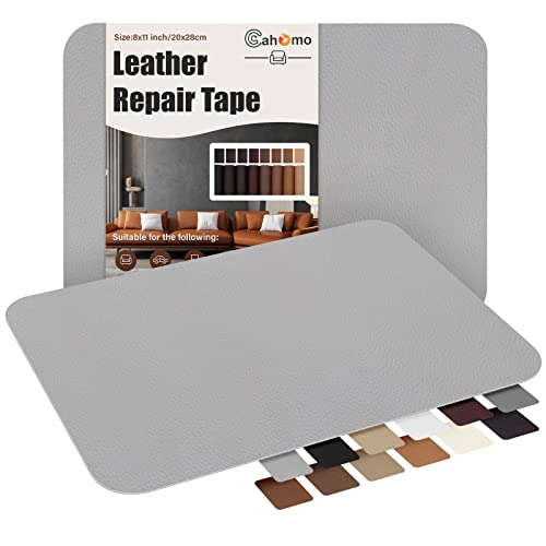 Cahomo Self-Adhesive Leather Repair Patches Tape for Couches - 8x11 inch, Vinyl & Leather Repair Kit for Furniture, Car Seats, Handbags, Jackets - Grey