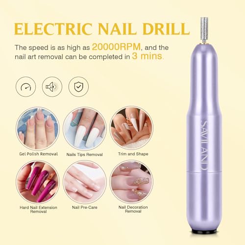 SAVILAND Gel Nail X Kit: 500 Pcs Square Nail Tips Gels Nail Kit with Drill, 0.5 Oz 4-in-1 U V Nail Glue with Lamp, Nail Kit At Home Art Designs & Salon Manicure Kit Gift For Women