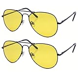 2 Sunglasses Night Driving Vision Safety Shoot Yellow Pilot Glasses Frame Sports
