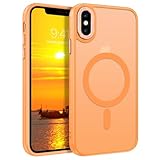 GUAGUA for iPhone X Case iPhone Xs Cases [Compatible with MagSafe] Magnetic Case Translucent Matte Back Skin Feeling Anti-Scratch Shockproof Protective Phone Case for iPhone X/XS 5.8', Orange