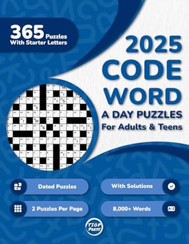 2025 Codeword A Day Puzzle Book For Adults: 365 Dated Large Print Codeword Puzzles With Starter Letters and Solutions for Adults, Seniors, and Teens (2 Puzzles Per Page)