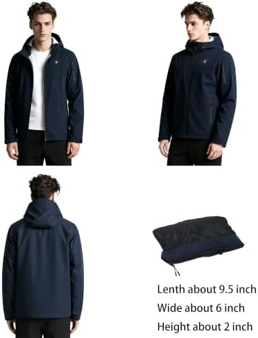 SHDR SHEPHERD DIARIES Men's 20000mm Waterproof Rain Jacket Lightweight Packable 2.5L Windproof Hooded Raincoat YF25093A Navy Blue XS - 1