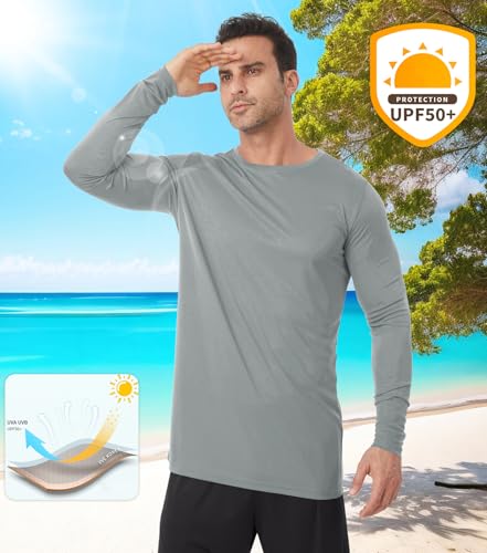 Men's Tall Rash Guard Long Sleeve T Shirts - UPF 50+ Sun Protection Tee Shirt for Fishing, Swim, Hiking2