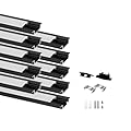 Besseto 10 Pack 6.6ft 2M Black LED Aluminum Channel,Recessed LED Strip Light Diffuser Aluminum Channel Profile Housing Track for 12mm Width LED Strip