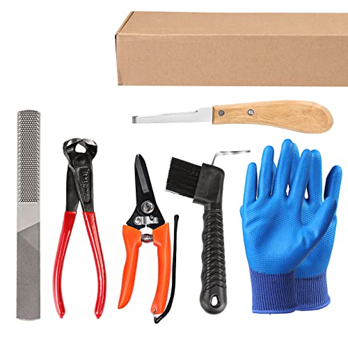 Harrison Howard 6Pcs Horse Farrier Tools Kit Trimmer Tools Include Horse Rasp File, Hoof Pliers, Trimming Shears, Hoof Pick, Hoof Knife, And Grooming Gloves 8 Inch #TOP20