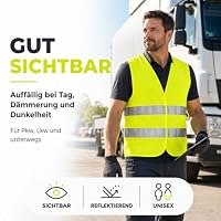 TK Gruppe Timo Klingler 2X Warnwesten ISO 20471 - Pannenweste 2026 Unfallweste Pkw Sicherheitsweste Weste Neongelb reflektierend Auto, Pkw, LKW - Autozubehör (2X Warnweste gelb) – Ansicht 4