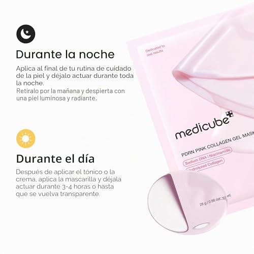 Miniatura 6 de Medicube Mascarilla De Gel De Gelatina De Colágeno Rosa Salmon Dna Pdrn De Uso Nocturno Para Piel Radiante, Elástica, Hidratante, Reafirmante E Hidratante, 4 Unidades Paquete De 1