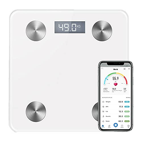 ZENO Digital Bathroom Scales | Smart Bluetooth Scales for Body Weight with Smartphone App & High Precision Measurements | Sturdy Tempered Glass | Backlit LED Display | Step-on Technology | 180kg White ZENO Digital Bathroom Scales | Smart Bluetooth Scales for Body Weight with Smartphone App & High Precision Measurements | Sturdy Tempered Glass | Backlit LED Display | Step-on Technology | 180kg White