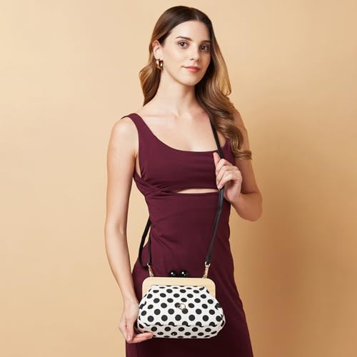 Image of Caprese Mindy Clutch, Small | Versatile Clutch for Women with Adjustable & Detachable Straps, Push Lock Closure | Stylish Clutch | Perfect for Parties, Weddings & Special Occasions (Black)