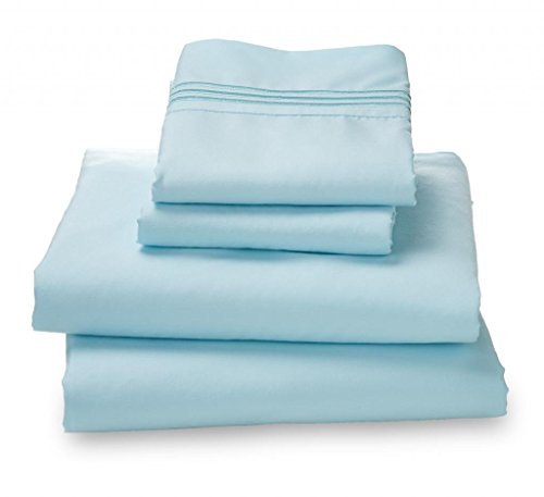 Where The Polka Dots Roam Microfiber Easy Care Luxury Sheet Set, Queen, Light Blue