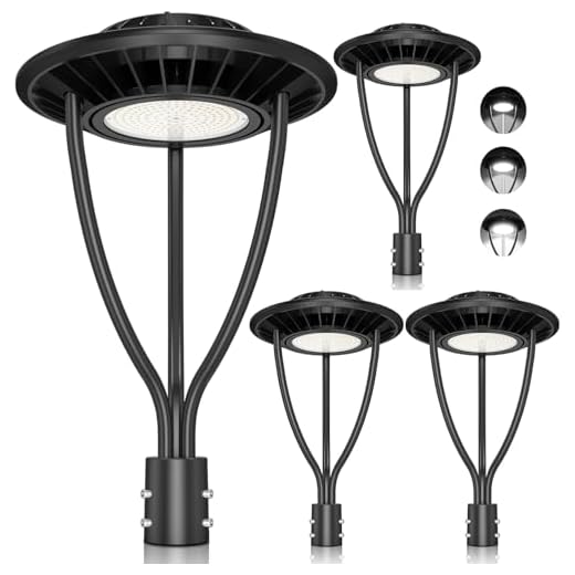 4 Pack 150W Led Post Top Lights, Outdoor Post Lamp Light with Photocell 21000LM,5000K Post Top Light Pole Fixture IP65 Circular LED Area Street Light for Garden Yard Parking lot