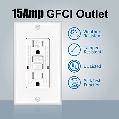 Omeenet 15 Amp Gfci Outlet, Tamper Resistant, Weather Resistant, Self Test Gfi Receptacle, 15A Ground Fault Circuit Interrupter Outlet For Indoor Or Outdoor Use, Ul Listed, White(1 Pack) #TOP1