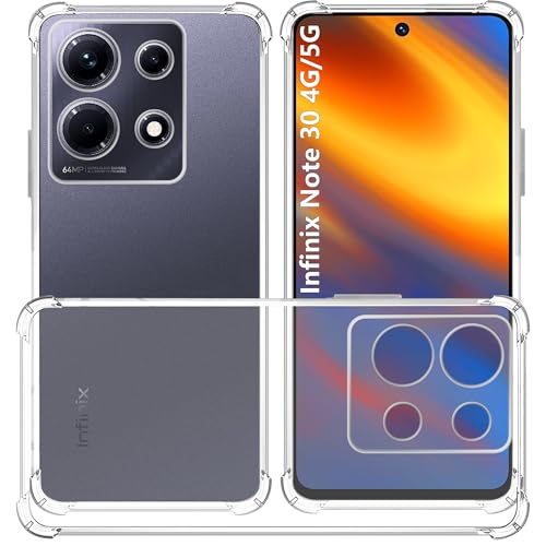 USTIYA Case for Infinix Note 30 4G/5G Clear TPU Four Corners Military-Grade Protection Cover Transparent Soft funda