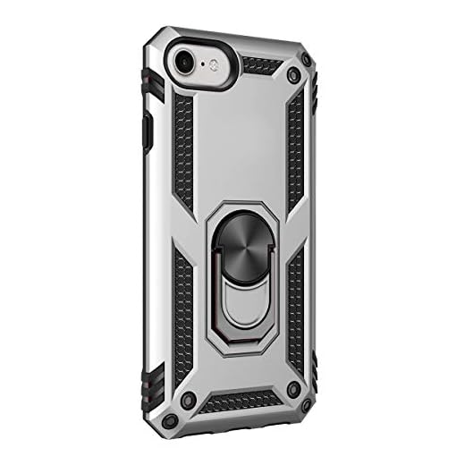 Hicaseer iPhone SE (2020) Fall, PC+TPU Anti-droppe Anti-chock Repfri Magnetisk 360 Degree Roterande Sparkställ Full Fall för iPhone SE (2020) -Silver