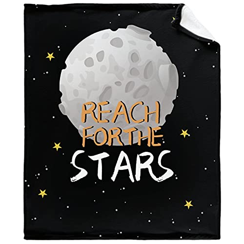 caimizogojocrz Outer Space Rocket Astronaut Inspirational Quote Flannel Fleece Throw Blankets, Super Soft Cozy Lightweight Swaddle Blanket for Couch Chair Bed Sofa Office Teen or Nap Size 50