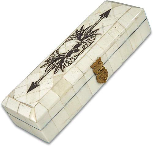 K EXCLUSIVE Skull and Arrow Bone Box - Genuine Bone, Brass Hinged Lid