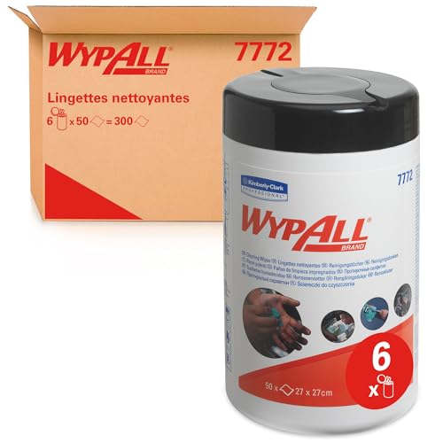 Image of WypAll Cleaning Wipes Refill 7772 - Industrial Wipes - 6 Wipes Canisters x 50 Green Cleaning Wipes (300 Wipers Total)