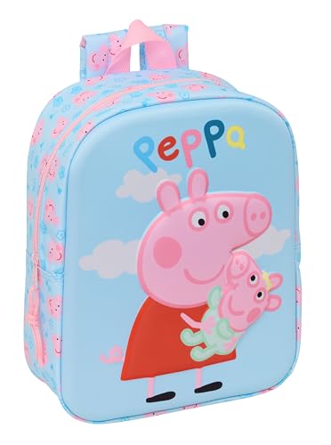 PEPPA PIG - Mochila de Guardería 3D, Fácil Limpieza, Ideal para Niños de Diferentes Edades, Cómoda y Versátil, Calidad y Resistencia, 22x10x27 cm