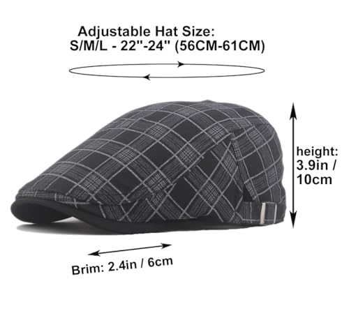 Image of Quanhaigou Men's Cotton Flat Ivy Gatsby Newsboy Driving Hat Adjustable Irish Cabbie Ivy Driving Hunting Cap