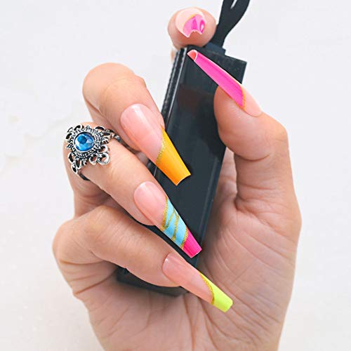 Sethexy Long Nude Pink Ballerina False Nail Multi Color Bling Coffin Fake Nails Press On 24Pcs Acrylic Art Nail Tips For Women And Girls #TOP1