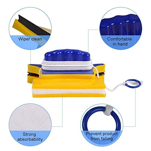 Image of Magnetic Window Glass Cleaner | Doublefaced Glass Cleaner | Double-Side Glazed Two Sided Wiper with 2 Extra Cleaning Cotton Squeegee Washing Equipment Household Magnet | (Round 1)