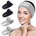 MELLIEX 4 Piezas Diadema de Maquillaje, Diadema Toalla Ajustable Pelo Banda con Cinta Mágica Para Bañarse Yoga Spa Deportes(Gris,Negra)