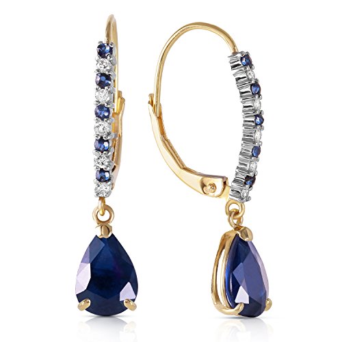 Galaxy Gold Gg 3.35 Carat 14K Solid Gold Leverback Earrings With Natural Diamonds And Sapphires #TOP16
