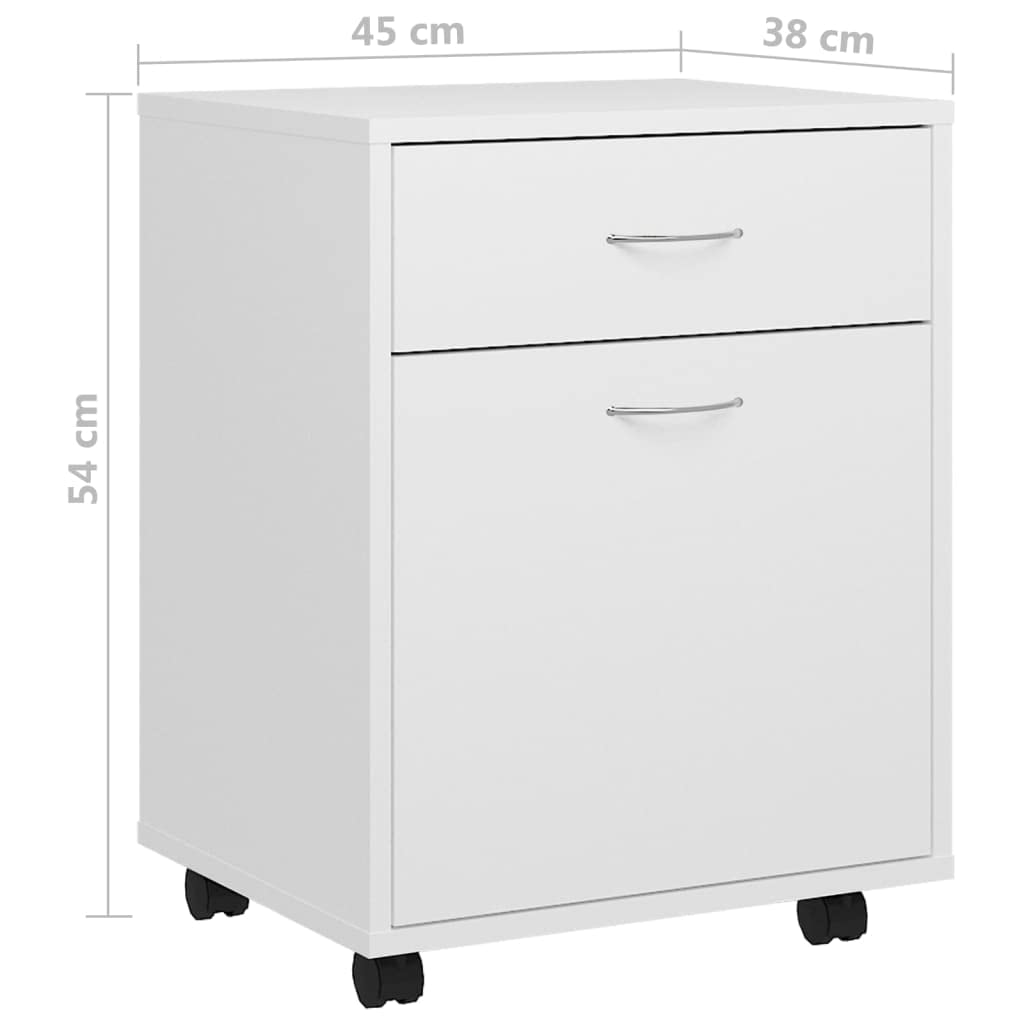 Armoires, buffets, armoires avec portes et étagères, meuble à roulettes, blanc, 45 x 38 x 54 cm